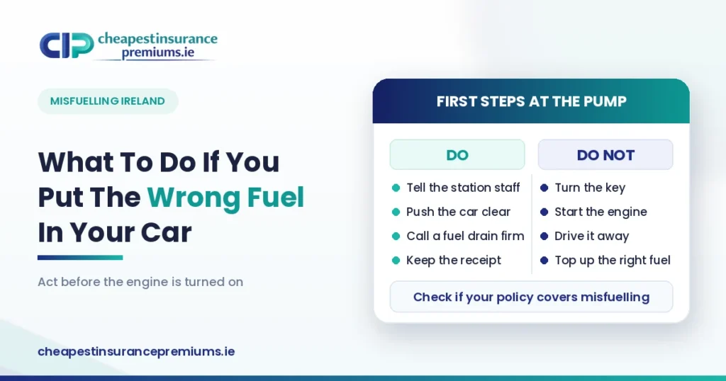 Wrong fuel in your car guide showing what to do and what to avoid at the pump, including not starting the engine